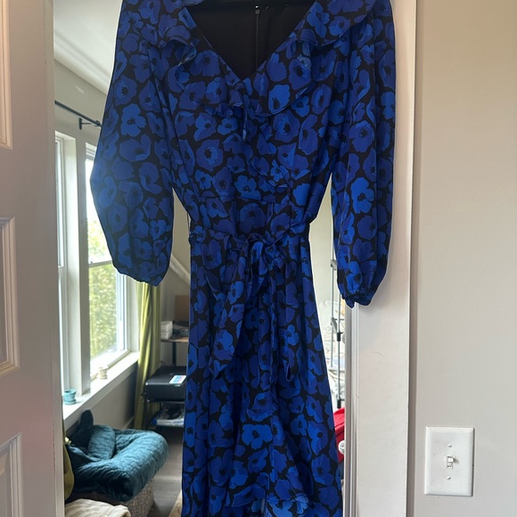 JW Jason Wu Blue Floral Wrap Dress- XL - Picture 1 of 3